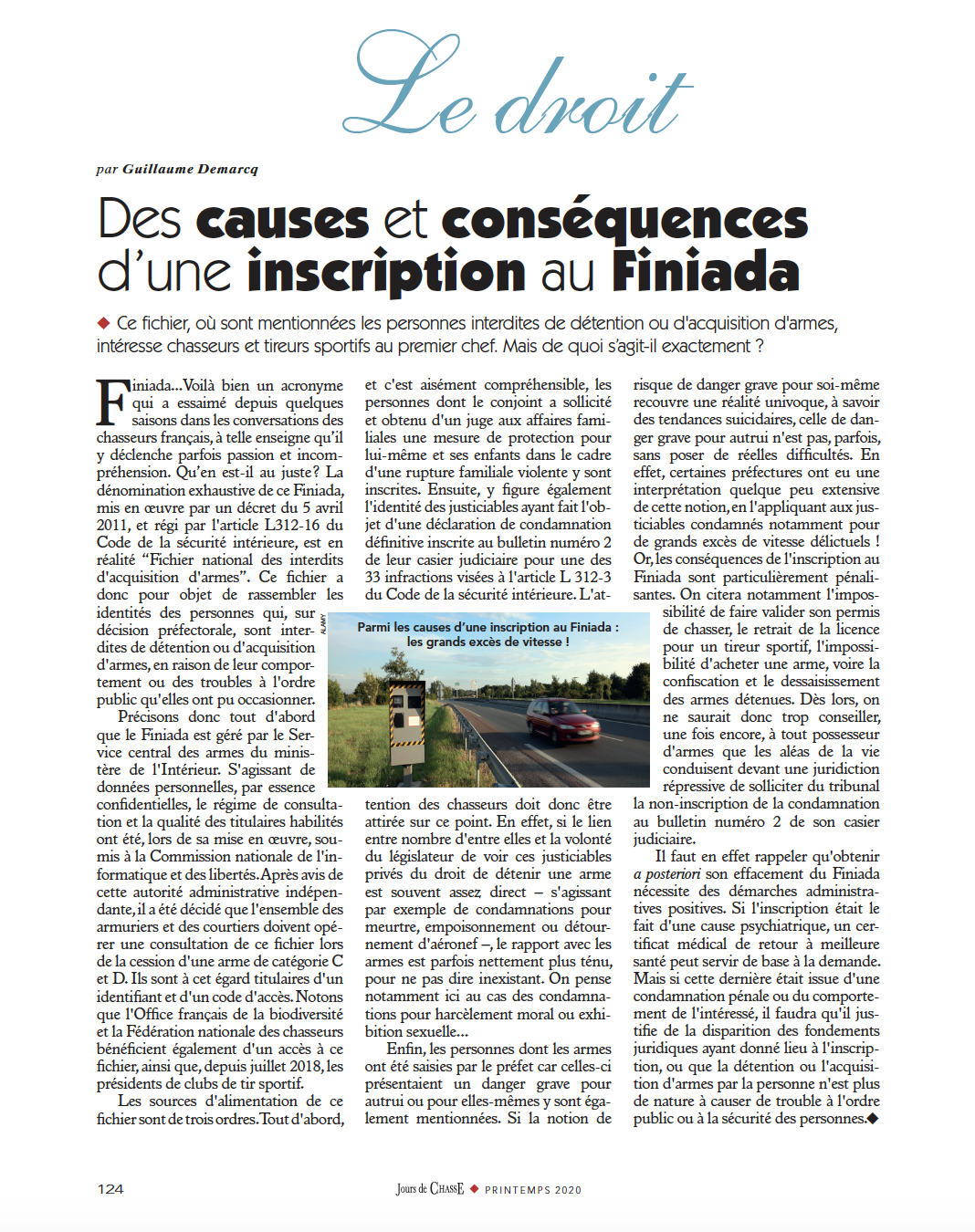 Le droit : Des causes et conséquences d’une inscription au Finiada
