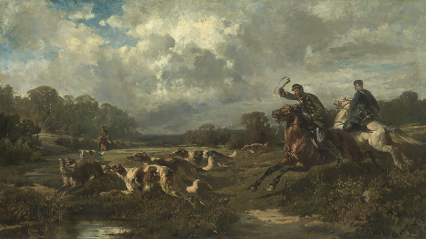 Rudolph Frenz (1888-1956) « Le grand-duc Vladimir Alexandrovitech Romanov à la chasse au loup »