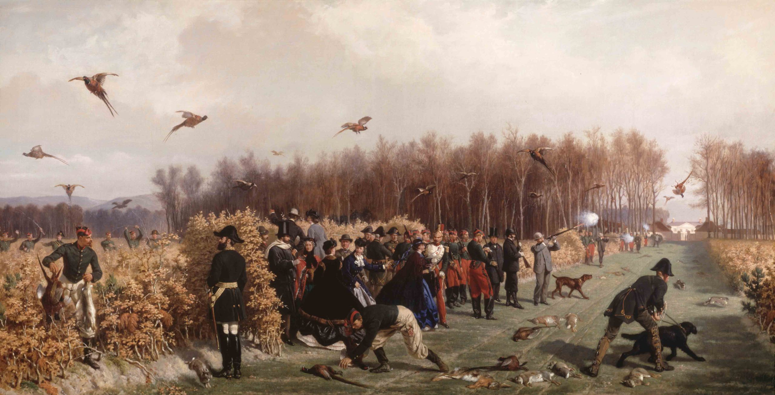 Napoléon III chassant à tir à la faisanderie de Compiègne (1865) d’Ange-Louis Janet, dit Janet-Lange (1815-1872)