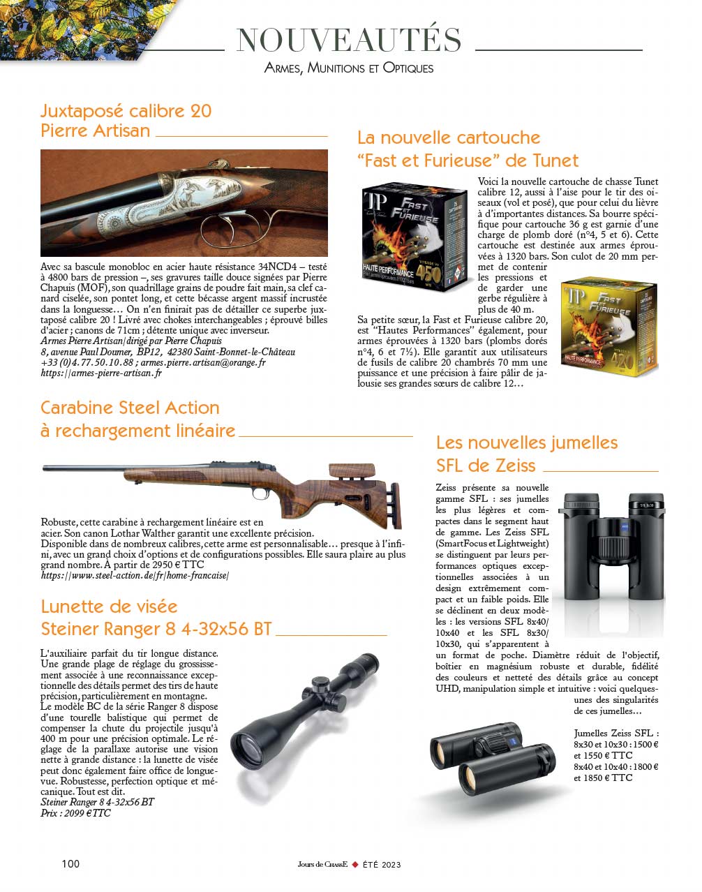 Nouveautés : Armes, munitions et optiques